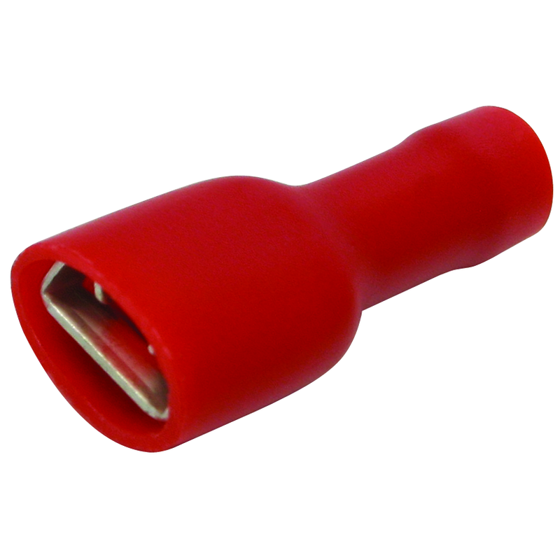 Cosse plate entièrement isolée 6.3x0.8mm (0.25-1.5mm2) rouge UE 100 pcs.