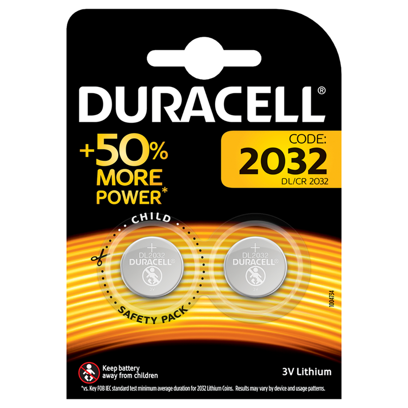 Duracell Electronics 3V CR2032 Lithium B2 pack duo