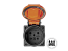 Einbausteckdose 1xT15 (10A/400V) IP55 anthrazit Deckel orange