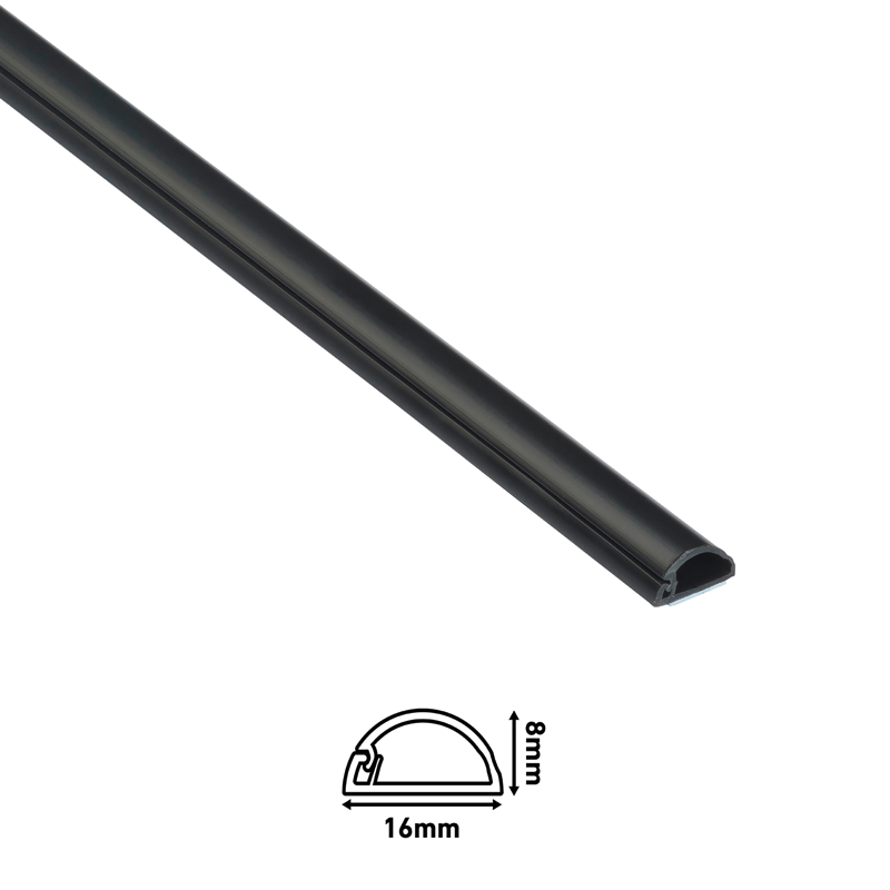 Goulotte de câblage semi-circulaire D-Line 16x8mm 2m noir