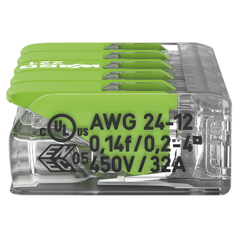 WAGO Borne à fiche COMPACT Green Range 5x 0.14-4mm² avec levier de commande