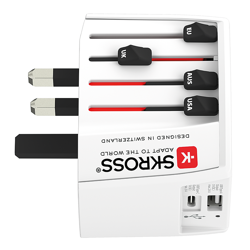 SKROSS Reiseadapter World - World + 1xUSB-A + USB-C 2-polig max. 2.5A ws