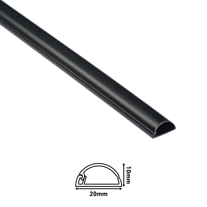 Canalina passacavi semicircolare D-Line 20x10mm 2m nero