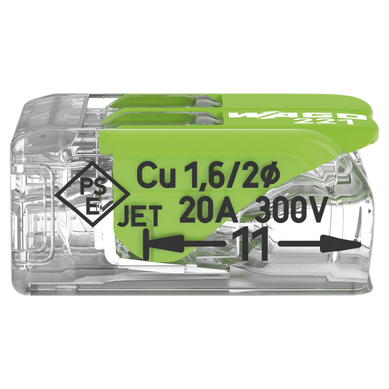 WAGO Steckklemme COMPACT Green Range 2x 0.14-4mm² mit Betätigungshebel