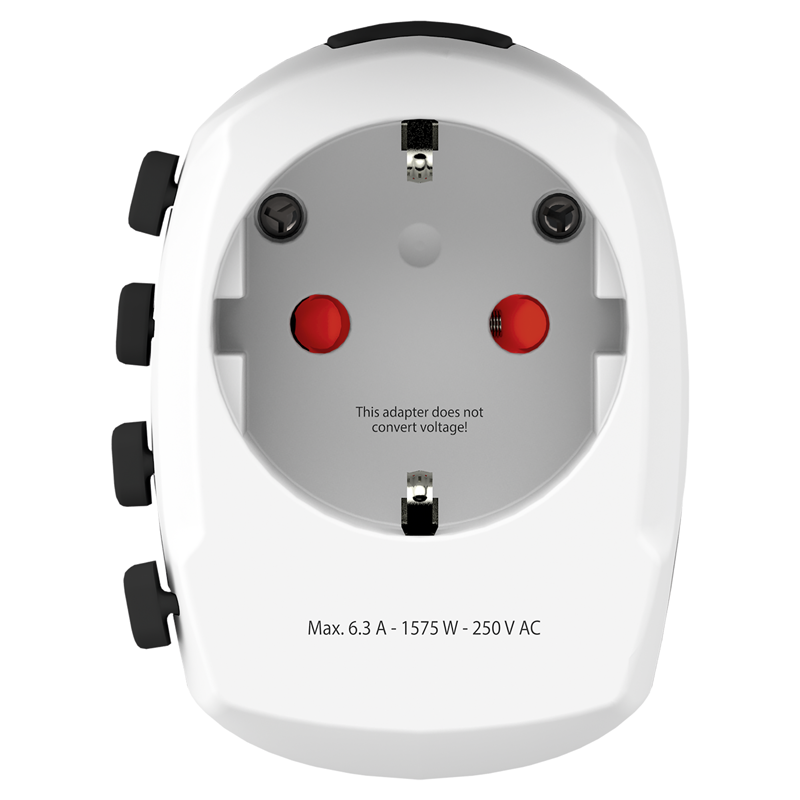 SKROSS Reiseadapter PRO World - World + 1xUSB-A 3-polig max. 7A mit Sicherung ws