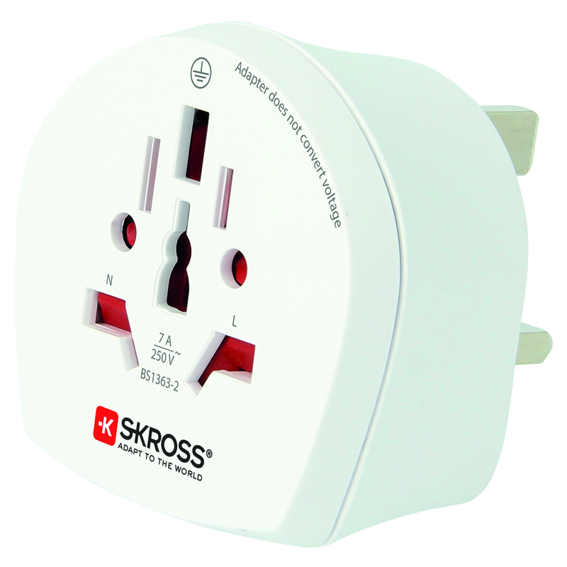 SKROSS Reiseadapter World - UK 3-polig max. 7A mit Sicherung ws
