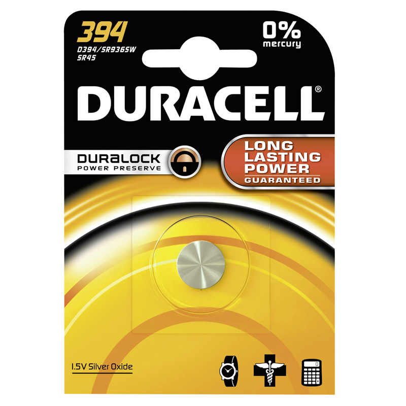Duracell Watch Piles oxyde d'argent 1.55V D394 SR45 blister