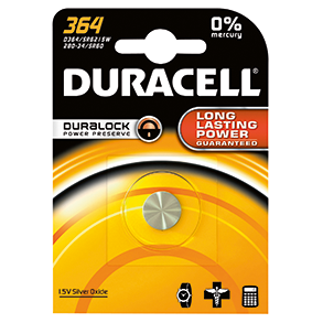 Duracell Watch Pile oxido de plata 1.55V D364 SR60 blister c