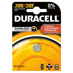 Duracell Watch Piles oxyde d'argent 1.55V D399/D395 SR57 bli