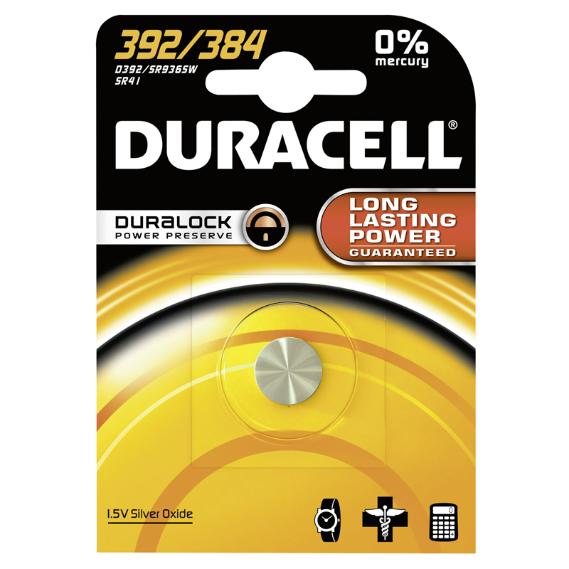 Duracell Watch Piles oxyde d'argent 1.55V D392/D384 SR41 bli