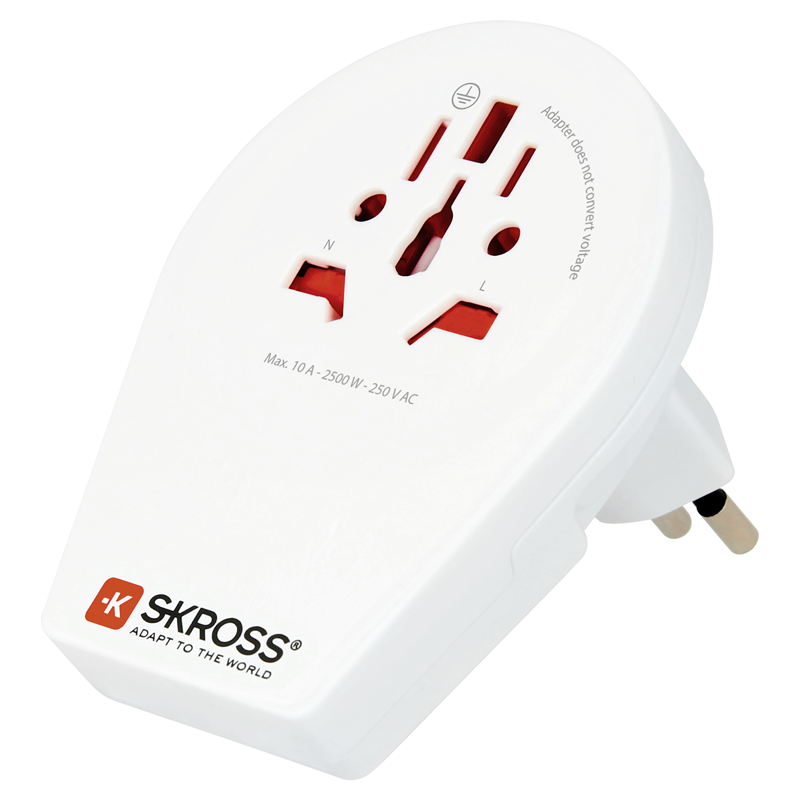 SKROSS Reiseadapter World - Schweiz/Italien/Brasilien max. 10A mit Sicherung ws