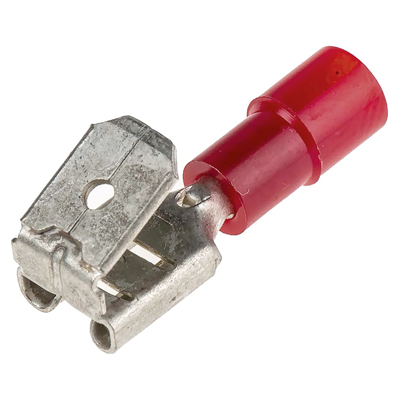 Cosse plate avec jonction isolée 6.3x0.8mm (0.25-1.5mm2) rouge UE 4 pcs.