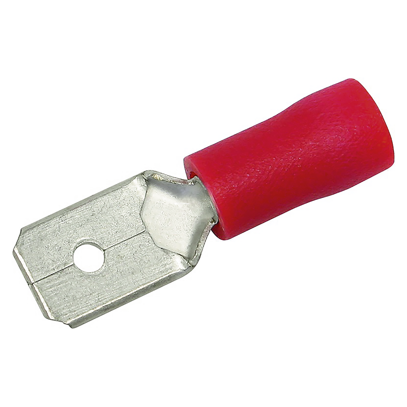 Fiche plate isolée 6.3x0.8mm (0.25-1.5mm2) rouge UE 6 pcs.