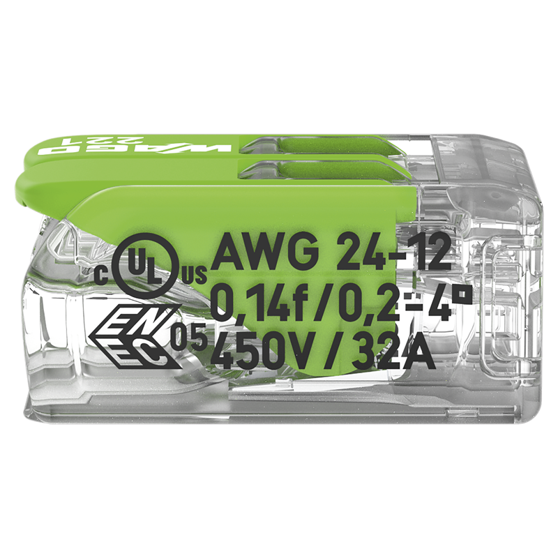 WAGO Borne à fiche COMPACT Green Range 2x 0.14-4mm² avec levier de commande